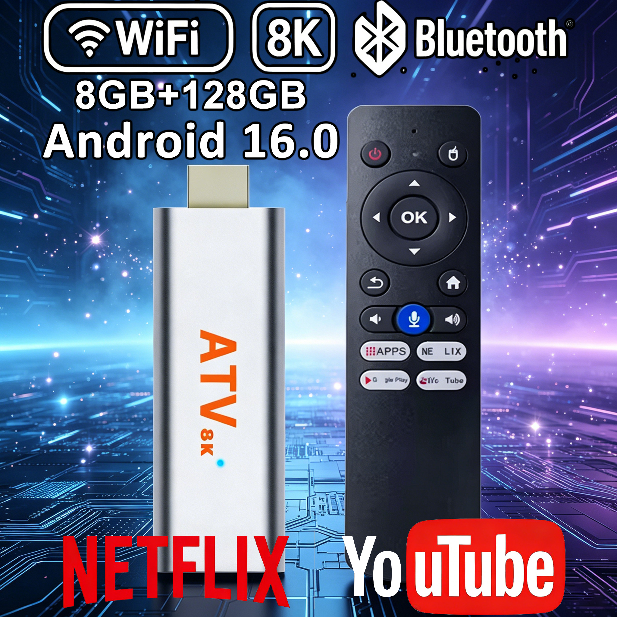 Home Cinema Media Player - Q15 Android 16 TV Stick H313