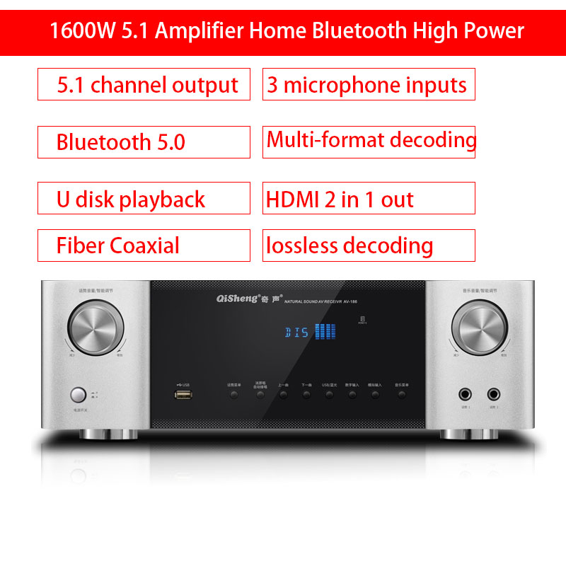 Home Cinema Dolby Atmos 7.1 - 1600W Home Bluetooth 5.1 Amplifier HD
