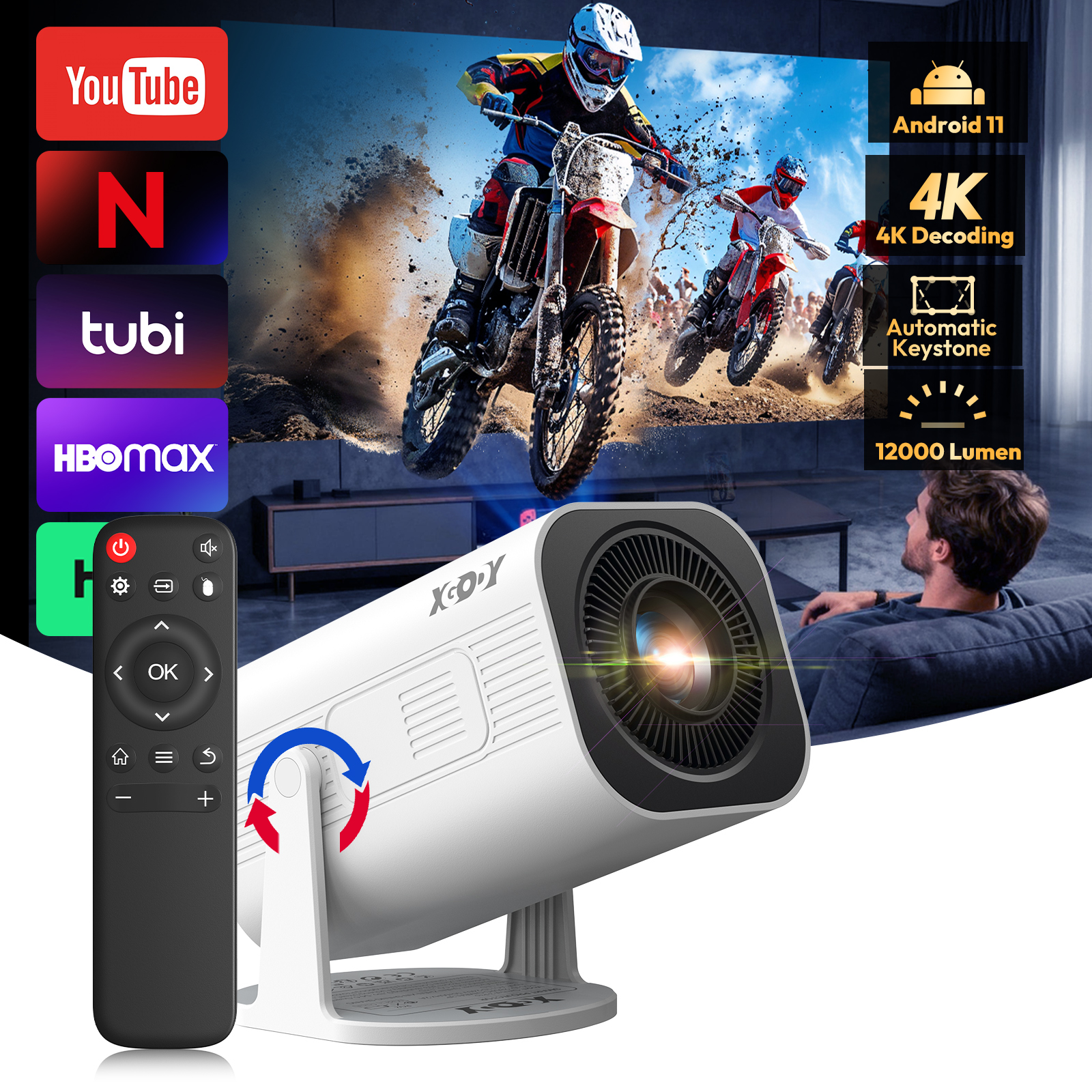 Xiaomi Home Cinema - Xgody Gimbal 3 Pro Projector 4K