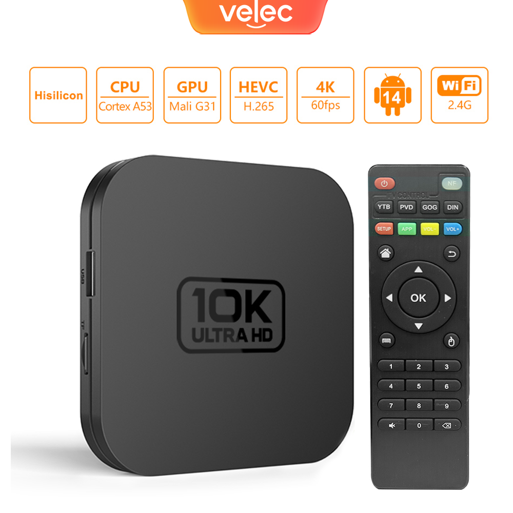Velec Smart TV Box Android 14  - Home Cinema Media Player recensie en prijs
