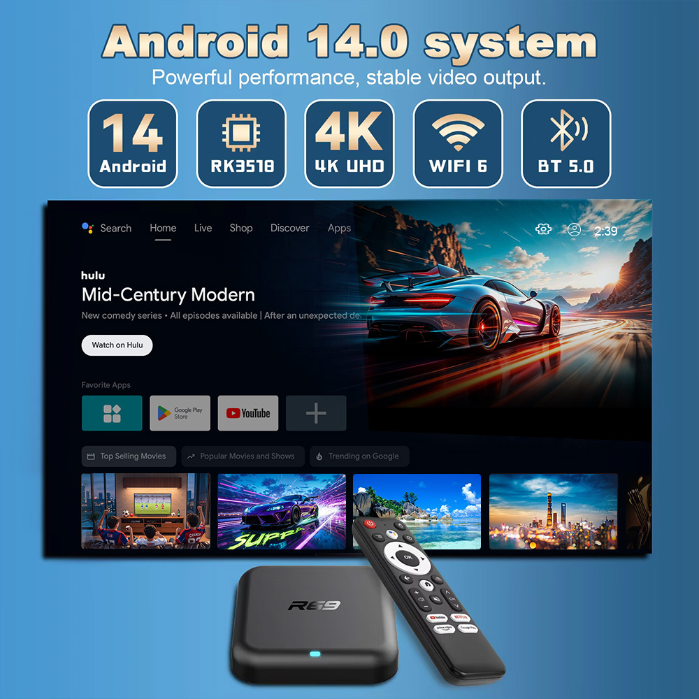 R69-1 Android 14 TV Box Rockch - Home Cinema Media Player recensie en prijs