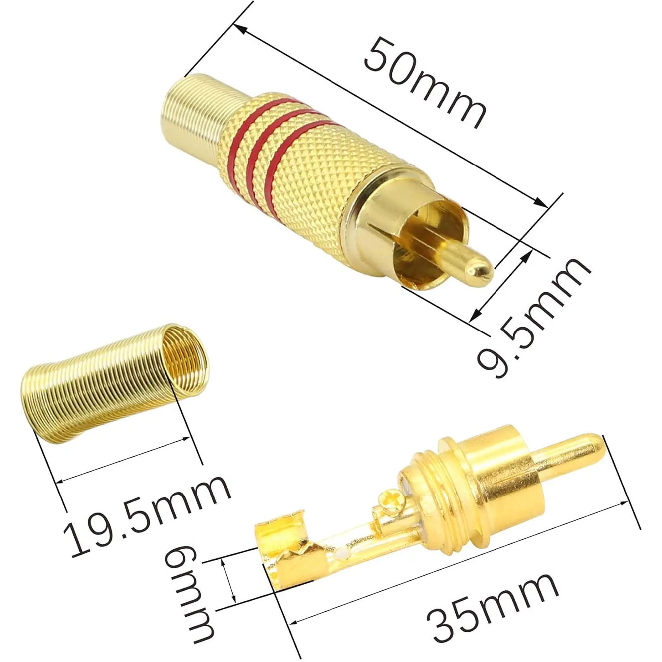 4PCS RCA Plug Gold Plated Sold - Home Cinema Audio System recensie en prijs