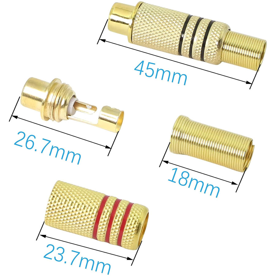4PCS RCA Plug Gold Plated Sold - Home Cinema Audio System recensie en prijs